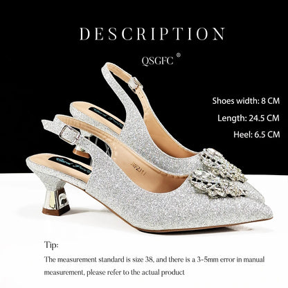 Women High Heels Sandal With Bag Set. Hot Selling INS Pointed-Toe Luxury Style.For Wedding Party