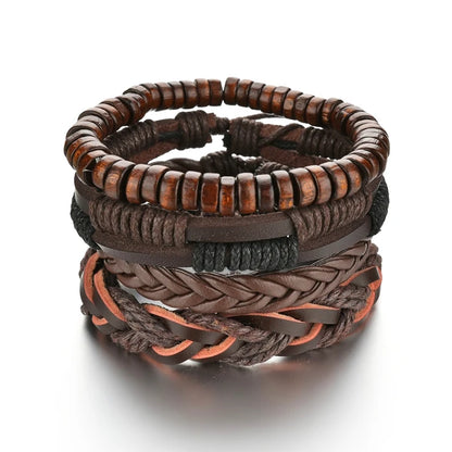 Multilayer Black Leather Jewelry Charm. Bracelets & Bangles for Men. - BLAKESTORE-NG