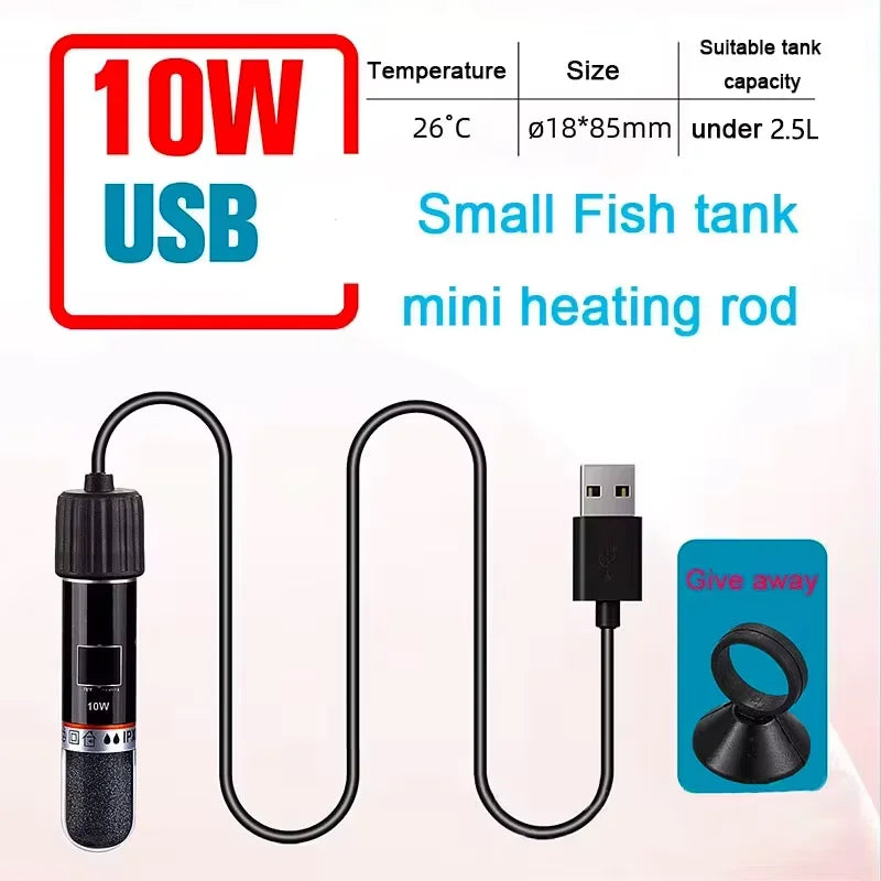 USB Mini Aquarium Heating Rod For small Fish Tank.