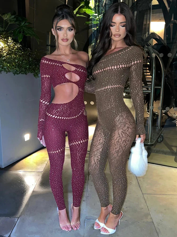 Off Shoulder Long Sleeve Jumpsuits.