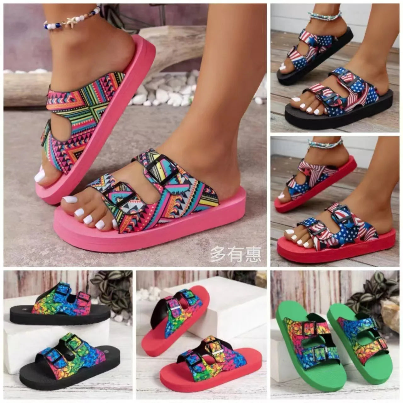 Women's Slides House Slippers Flat Sandals.