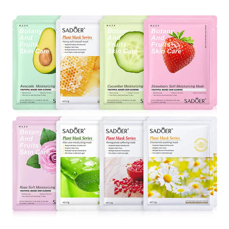 8pcs Natural Plant Beauty Skincare Facial Masks.