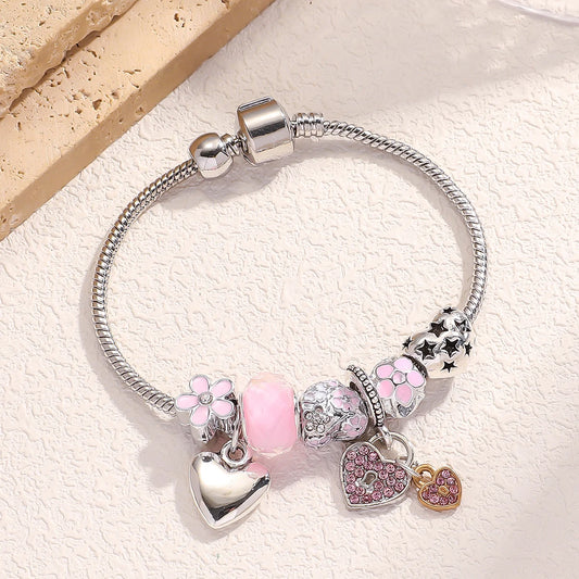 multi element bead love bracelet women stainless steel alloy