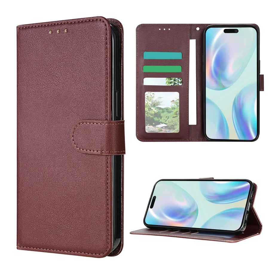 Wallet With Card Slot Photo Frame Stand Magnetic Flip Leather Case For iPhone.