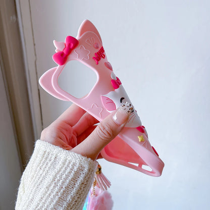 Kawaii Cartoon Marie Cat Case Soft Silicone Cover for iPhone.