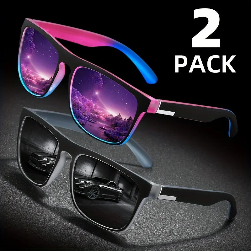 2pcs Square Polarized Sunglasses.
