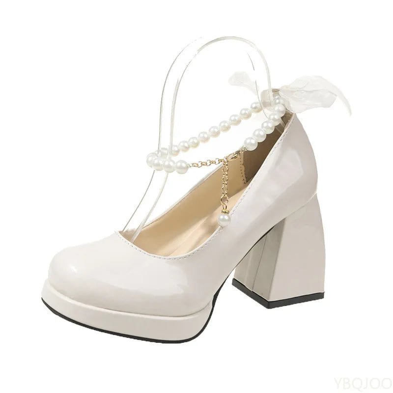 Ladies Elegant High Heels with Chunky Platform.