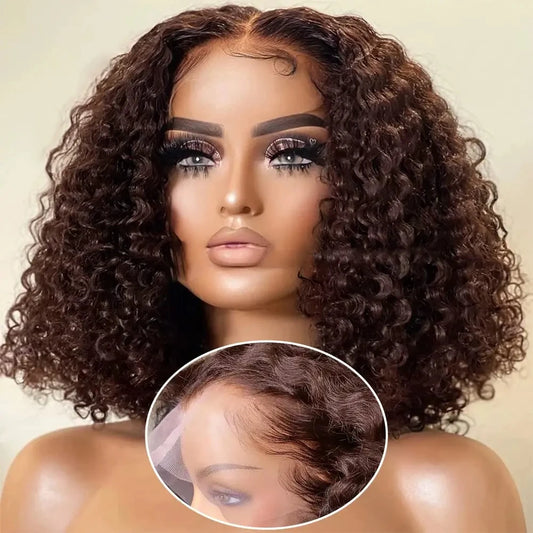 Dark Brown Bob Wigs Water Wave 200% Density - BLAKESTORE-NG
