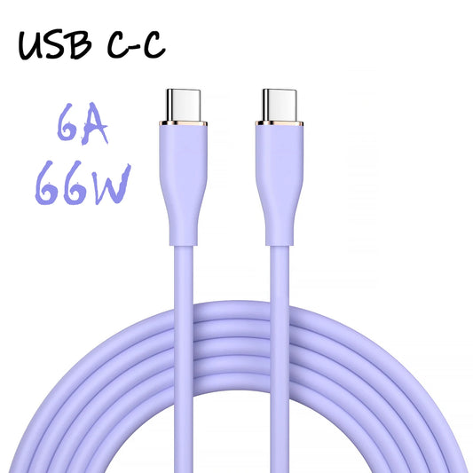 Liquid Silicon USB-Type C To C Fast Charging Cable 66W.