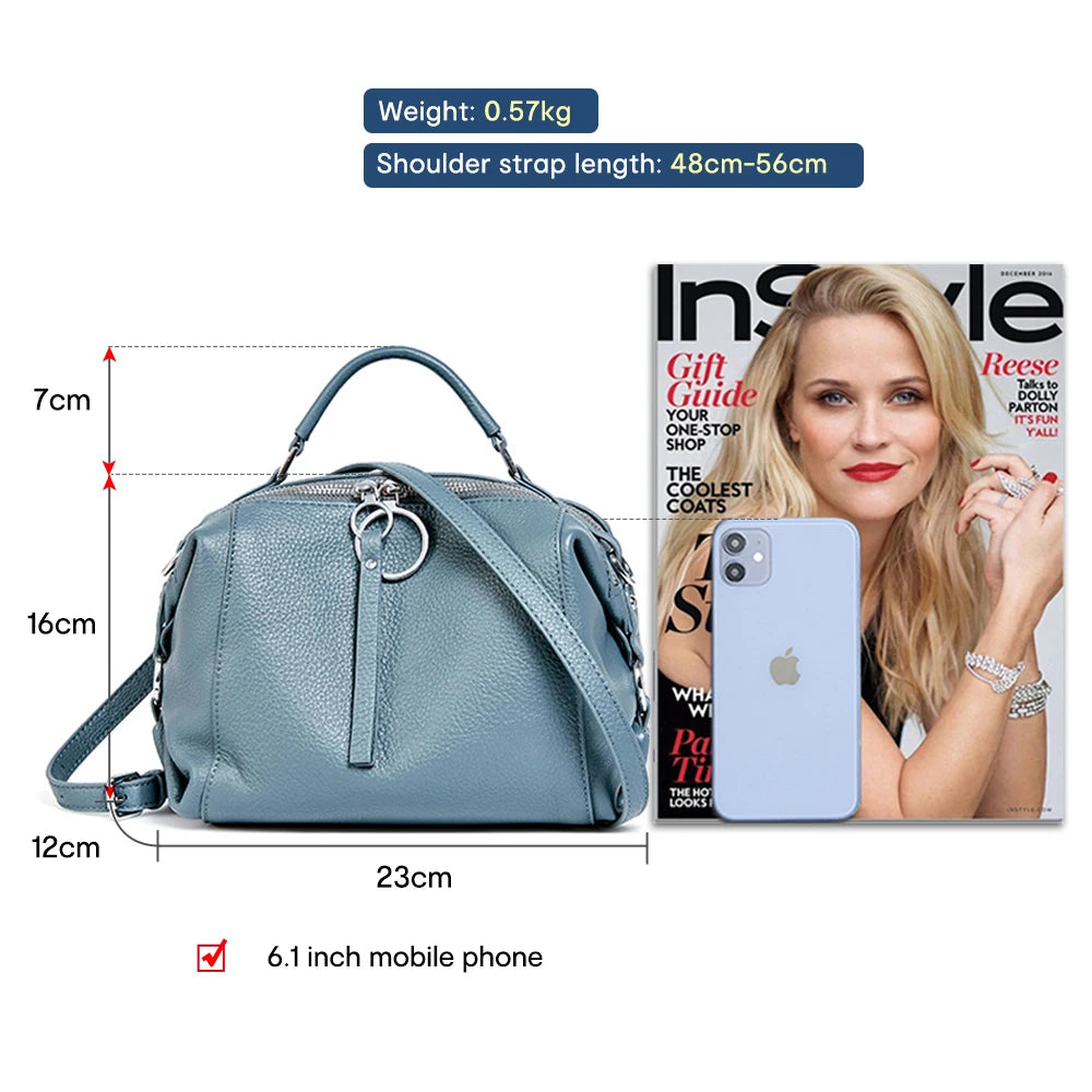Zency Genuine Leather Cowhide Cross Body Bags.