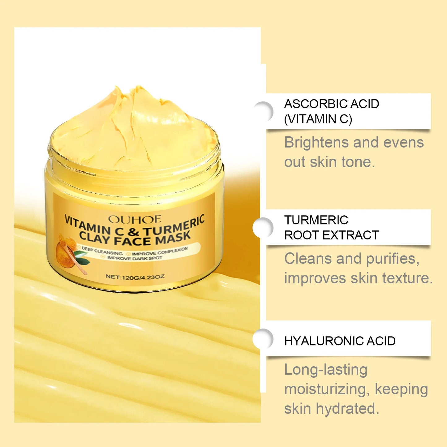 Turmeric VitaminC Clay Deep Cleansing Facial Mask.