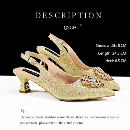 Women High Heels Sandal With Bag Set. Hot Selling INS Pointed-Toe Luxury Style.For Wedding Party