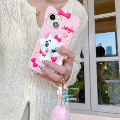Kawaii Cartoon Marie Cat Case Soft Silicone Cover for iPhone.