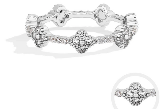 ATTAGEMS Eternity DVVS1 Moissanite Ring | D Color VVS1 Full Moissanite 925 Sterling Silver Gold Plated Eternity Band for Women