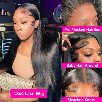 Bone Straight HD Lace Front Wigs. Human Hair 13x6 250 Density