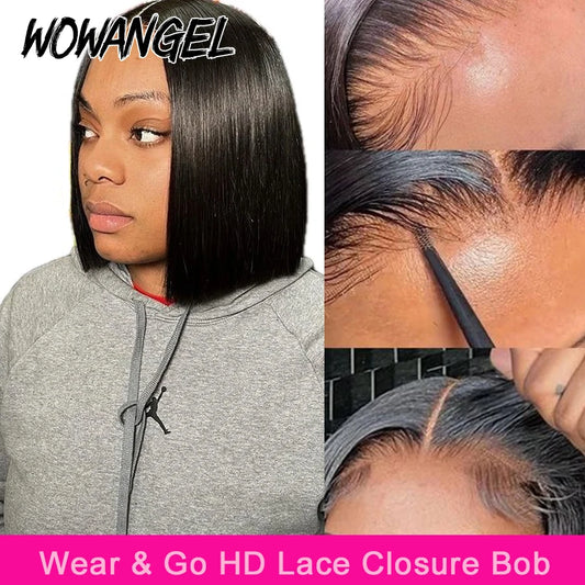 Straight Short Bob 5x5 HD Lace Closure Wig Ready to Go Glueless. - BLAKESTORE-NG