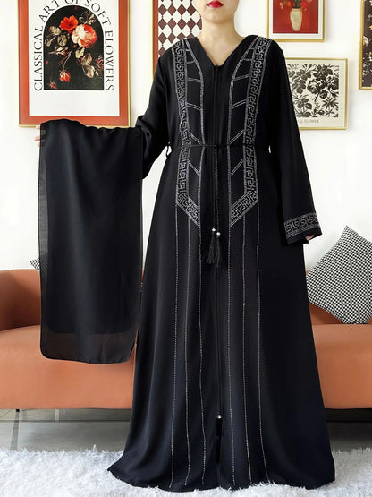 Luxury Design Open Abaya Muslim Women Dress.