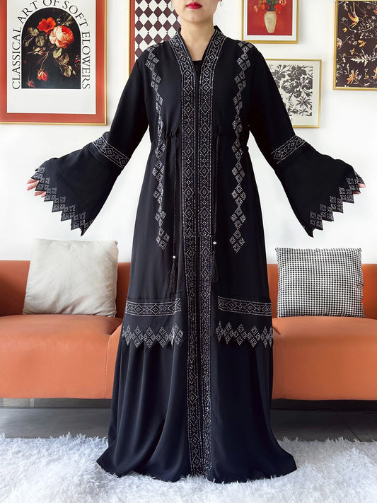 Luxury Design Open Abaya Muslim Women Dress.