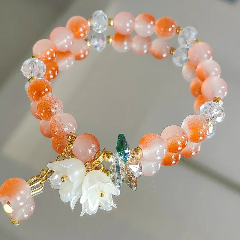 Peach Blossom Beaded Bracelet for Women Fashion - BLAKESTORE-NG