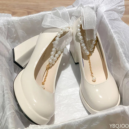 Ladies Elegant High Heels with Chunky Platform.