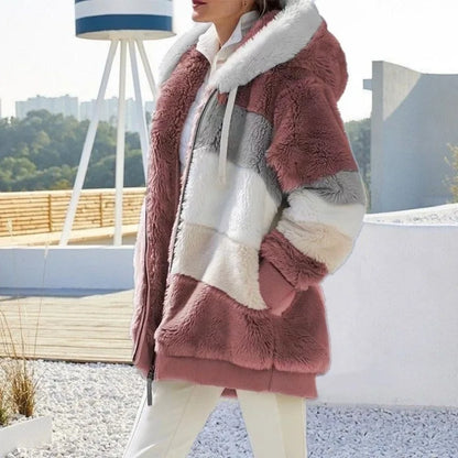 plush hooded women jacket casual winter wear