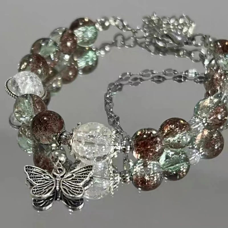 Fantasy Blue Crystal Beads Elastic Rope Bracelet. - BLAKESTORE-NG