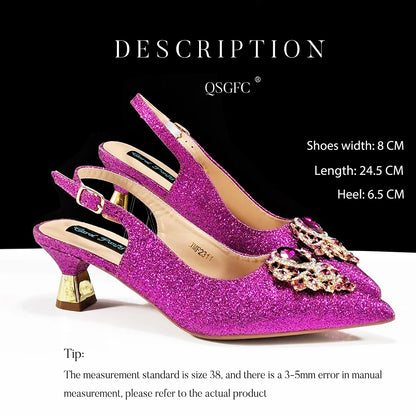 Women High Heels Sandal With Bag Set. Hot Selling INS Pointed-Toe Luxury Style.For Wedding Party