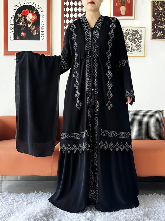 Luxury Design Open Abaya Muslim Women Dress.