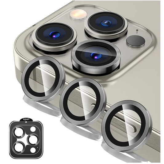 Titanium Gray Metal Tempered Glass Camera Lens Cover