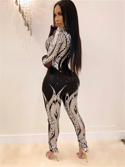 See through Sequin Jumpsuit.