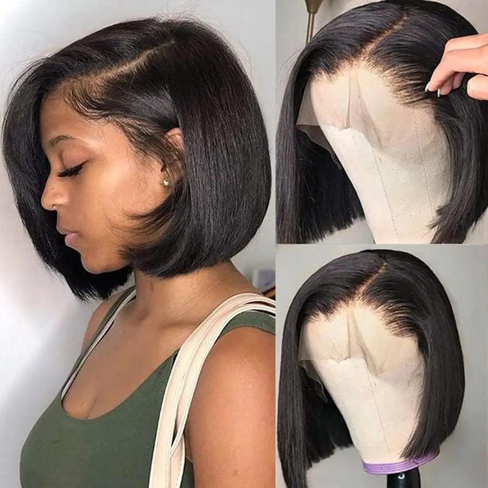 12Inch Bob Wig Human Hair Pre Plucked - BLAKESTORE-NG