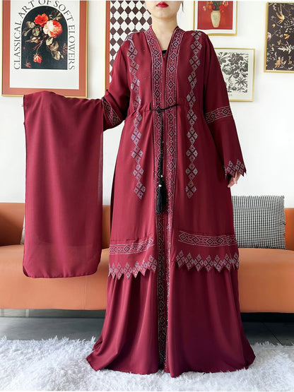 Luxury Design Open Abaya Muslim Women Dress.