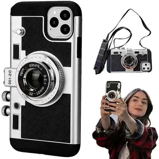 Emily In Paris 3D Retro Camera Leather Case for IPhone.