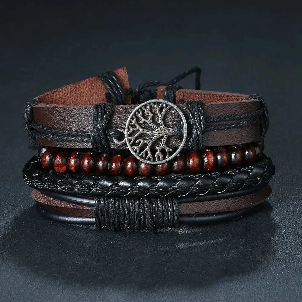 4Pcs/ Set Leather Bracelets For Men. - BLAKESTORE-NG