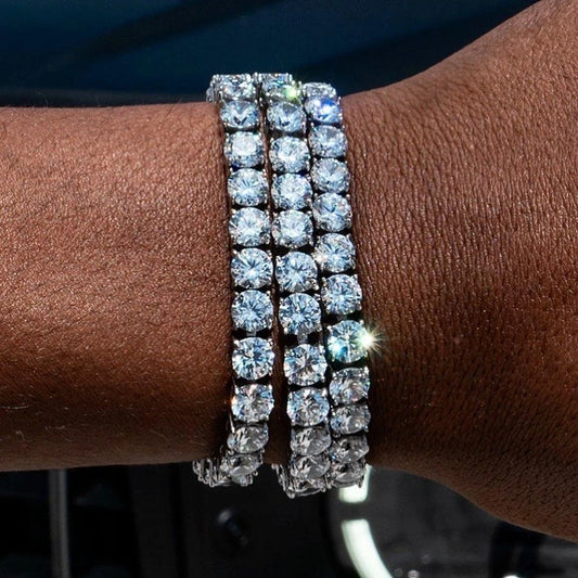 Hip Hop Iced Out 3/4/5mm Crystal Tennis Bracelet for Men.