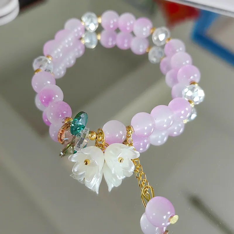 Peach Blossom Beaded Bracelet for Women Fashion - BLAKESTORE-NG