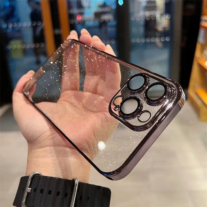 Luxury Transparent Bling Glitter Plating iPhone Case.