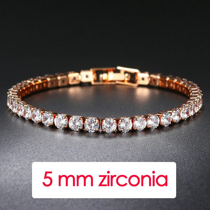 Hip Hop Iced Out 3/4/5mm Crystal Tennis Bracelet for Men.
