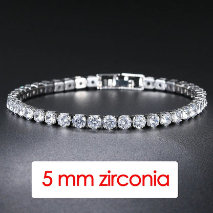 Hip Hop Iced Out 3/4/5mm Crystal Tennis Bracelet for Men.