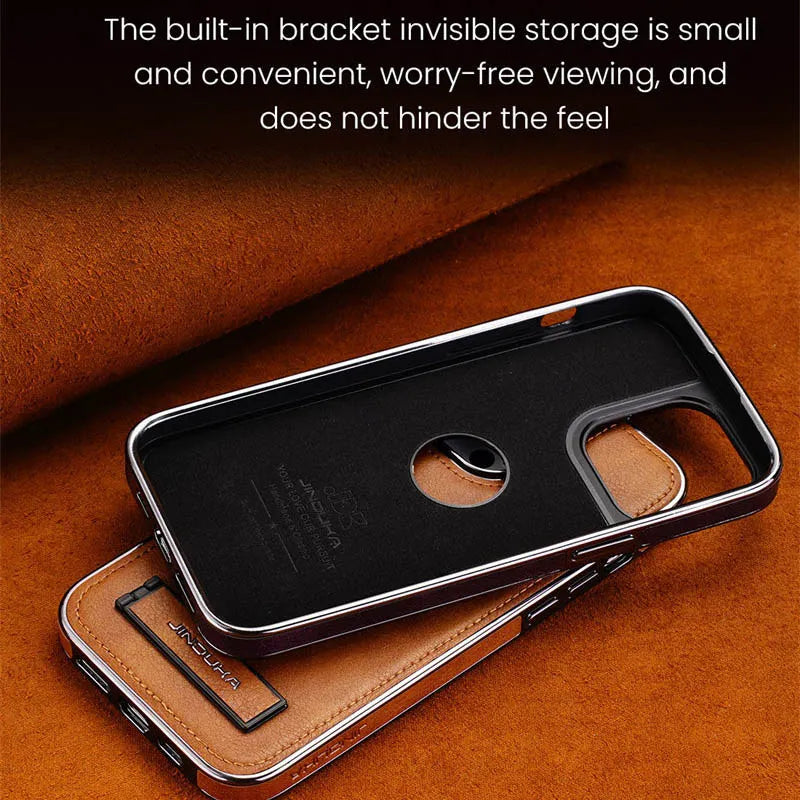 Bumper Leather Folding Kickstand Phone Case.