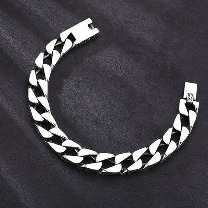 Men's S925 Silver Retro Bar Bracelets.