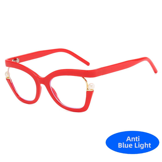 Unisex  Vintage Designer Pearl Cat Eye Optical Glasses