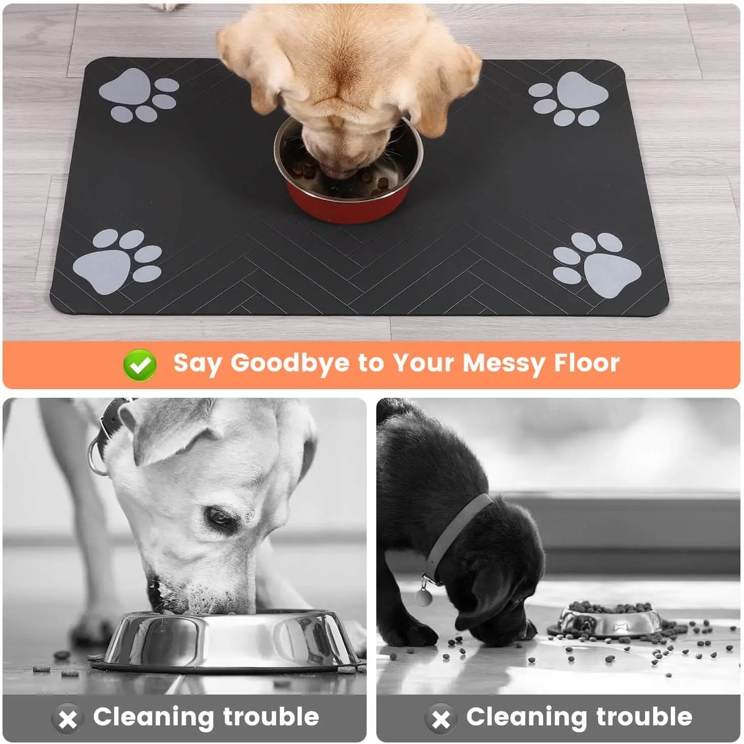 Pet Feeding Mat-Absorbent - Waterproof and Slip Proof.