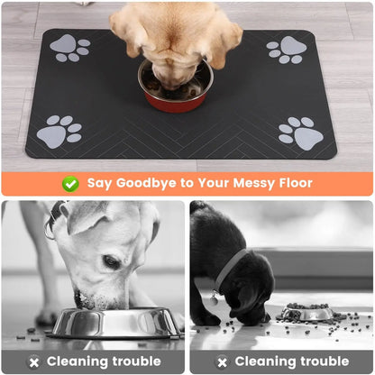 Pet Feeding Mat-Absorbent - Waterproof and Slip Proof.
