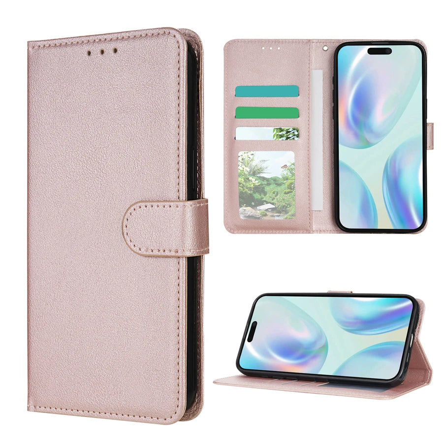 Wallet With Card Slot Photo Frame Stand Magnetic Flip Leather Case For iPhone.