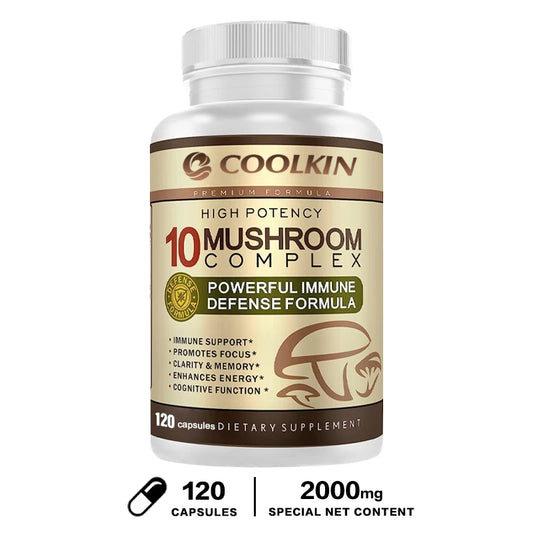 10 Mushroom Complex Capsules – Focus, Energy & Immune Support