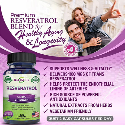 Balincer Resveratrol Cardiovascular Health Support Capsule.