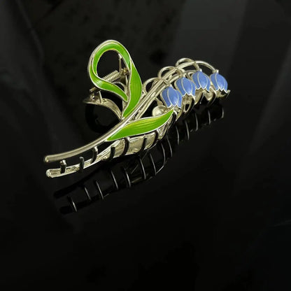 1PCS Bell Orchid Flowers Super Fairy Temperament Hair Accessories, Large Premium Feeling Scratch Clip, Autumn Hundred Shark Clip