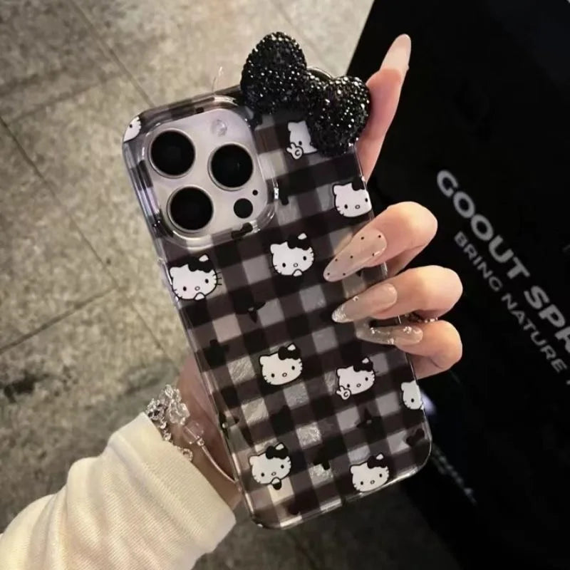 Hello Kitty Diamond Bowknot Hard Phone Case.