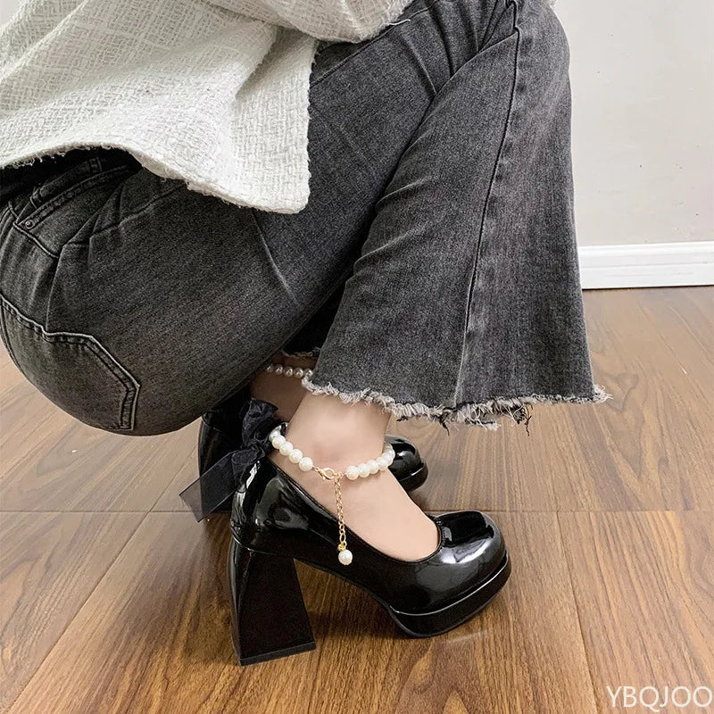 Ladies Elegant High Heels with Chunky Platform.